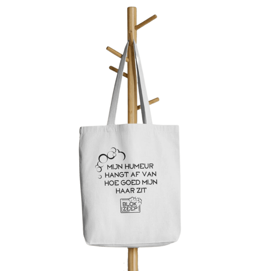 voorbeeld tas (1080 × 1080 px)-4 Blokzeep canvas Tas - Mijn Humeur hangt af van hoe goed mijn Haar zit - Afbeelding 1
